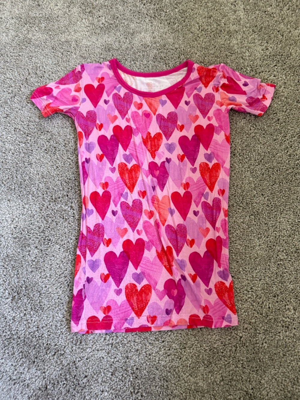 Little Sleepies Short Sleeve PJ Top in Watercolor Hearts